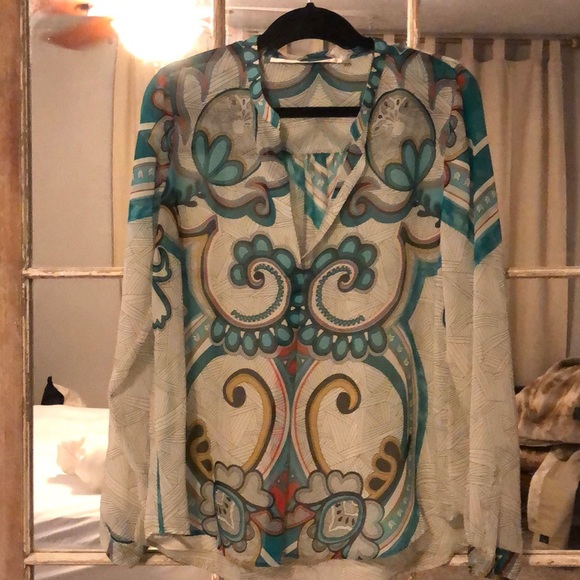 Twelfth Street by Cynthia Vincent Tops - Sheer printed blouse Twelfth Street by Cynthia Vincent Tops - Sheer printed blouse